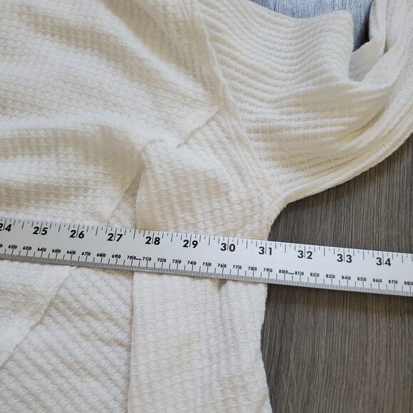 Free People Waffle Thermal Coraline Top White Asymmetric Whimsy Coastal Cowgirl - Picture 5 of 9